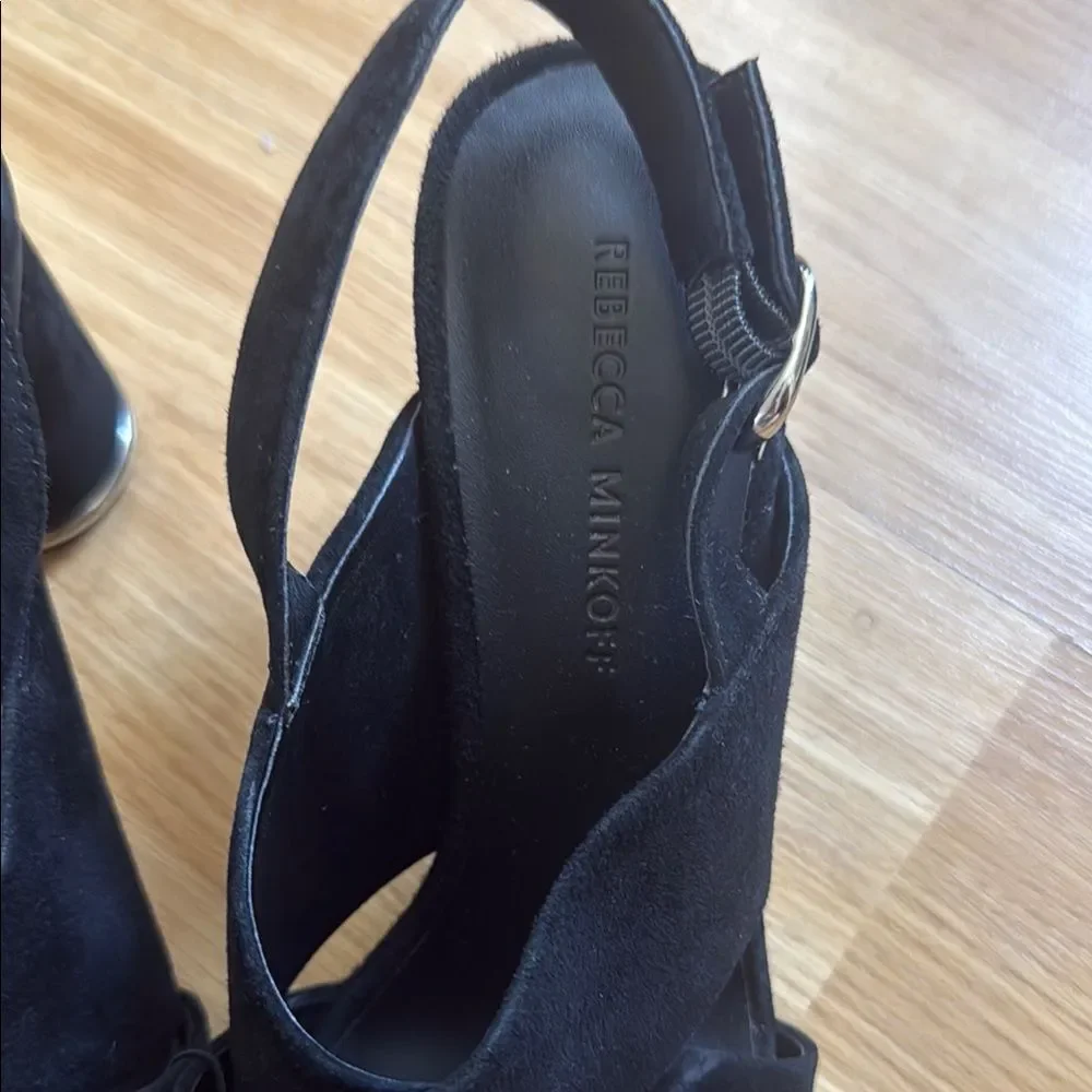 Rebecca Minkoff Heels Sandals Black Suede Slingback Aaiden Size 8